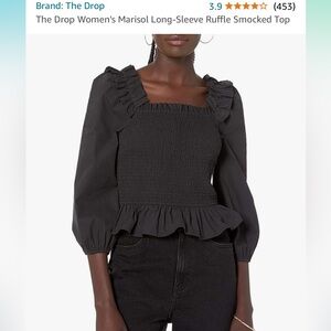 Long-Sleeved Ruffled Smocked Top